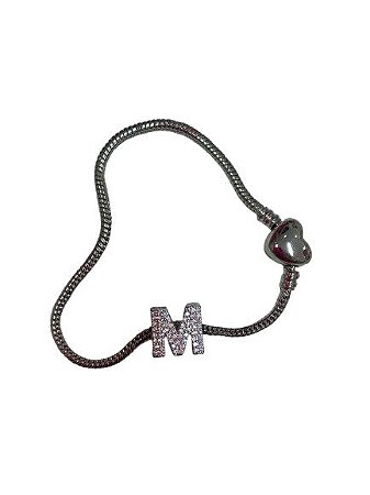 Pulseira Letra M Prata - NÃO HÁ TROCA