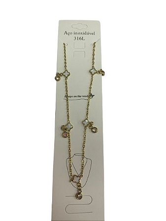 Colar Trevo Pequeno Dourado - Aço Inoxidável