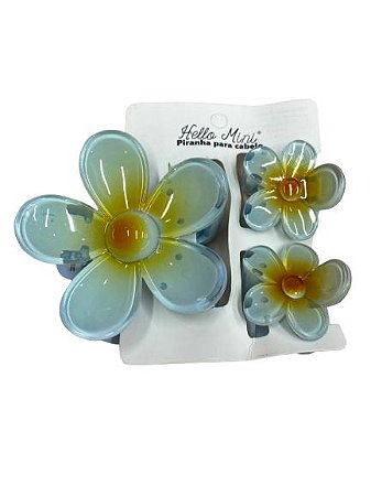 Kit 3 Presilhas Flor (Azul) - Hello Mini