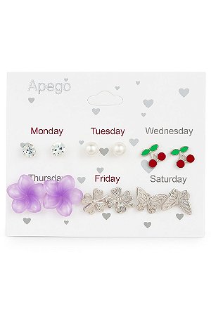 Kit 6 Brincos Days of the Week N°901