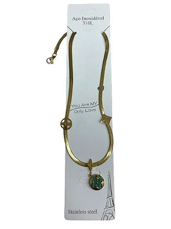 Colar Van Cleef Verde Aço Inoxidavel N°225