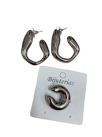 Par de Brincos Abstrato Prata N230 - NÃO HÁ TROCA