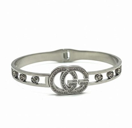 Bracelete Gucci Prata Aço Inoxidável - NÃO HÁ TROCA