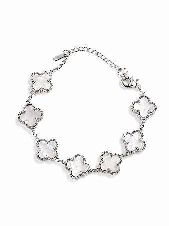 Pulseira Trevo Prata em Aço Inoxidável - NÃO HÁ TROCA