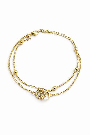 Pulseira Dupla com Anéis Entrelaçados - NÃO HÁ TROCA