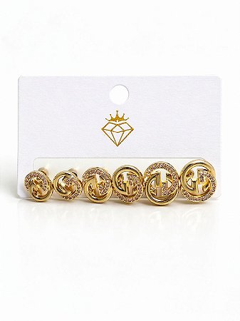 Kit C/3 Brincos Dourado com Pingente GG - NÃO HÁ TROCA