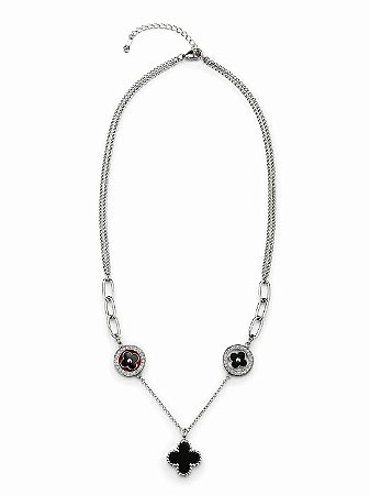 Colar Prata Black Clover N21 em Aço Inoxidável - NÃO HÁ TROCA