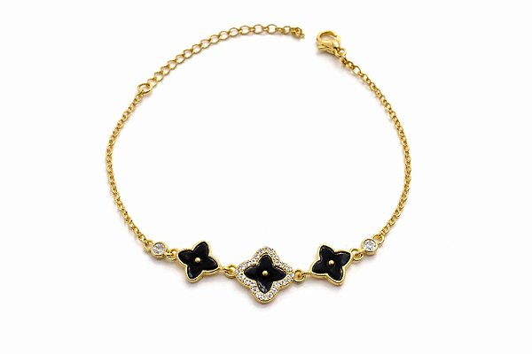 Pulseira Clover Preto Dourado - NÃO HÁ TROCA