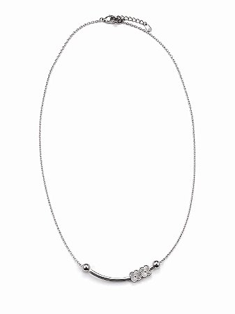 Colar Curva Floral Prata em Aço Inoxidável - NÃO HÁ TROCA