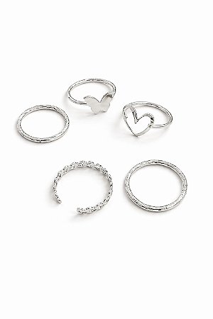 Kit C/5 Anéis Prata N42 - NÃO HÁ TROCA