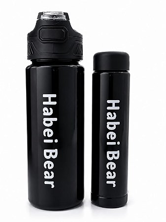 2 Garrafa Preta 800ml + 300ml - Habei Bear