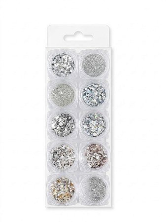 Kit C/10 Glitter - Prata