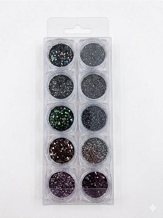 Kit C/10 Glitter - Preto