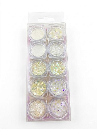 Kit C/10 Glitter - Branco