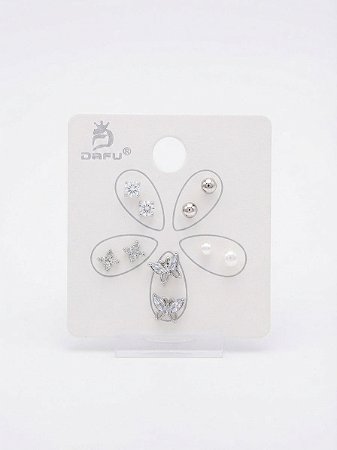 Kit 5 Pares de Brincos Prata Dafu N504 - NÃO HÁ TROCA