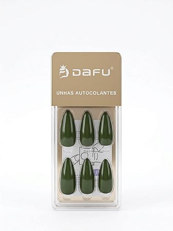 Unha Autocolante Stileto Verde Militar - Dafu