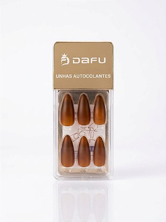 Unha Autocolante Stileto Caramelo Escuro - Dafu