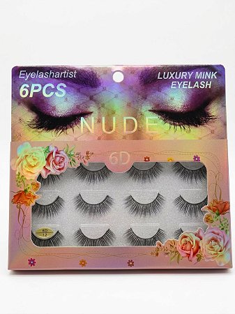 Cartela De Cílios 6pçs 6D12 - Nude