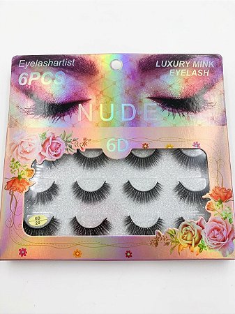 Cartela De Cílios 6pçs 6D20 - Nude