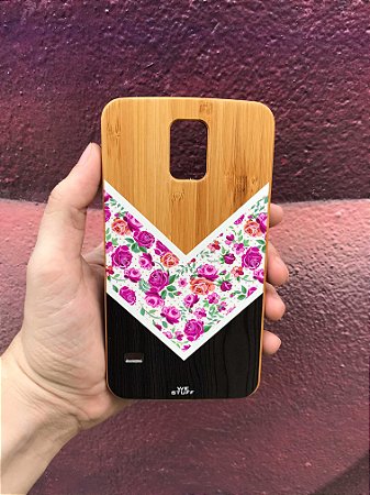 Capa para Celular "Case" Flores e listras Bambu Samsung