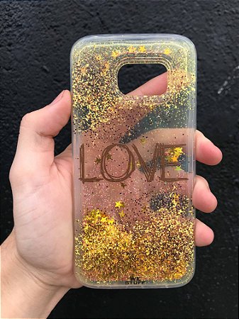 Capa para Celular "Case" Love Glitter Samsung