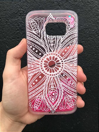 Capa para Celular "Case" Mandala Branca Glitter Samsung