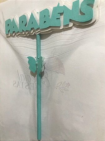 PARABÉNS 3D AZUL TIFFANY COM BORBOLETA (TOPO DE BOLO)