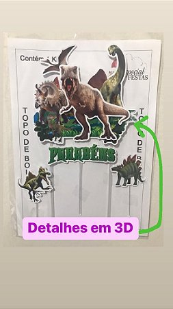 DINOSSAURO TOPO DE BOLO (DETALHES EM 3D)