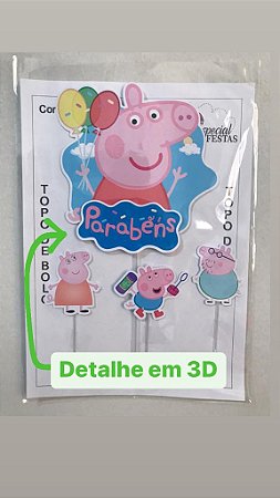 PEPPA PIG TOPO DE BOLO (DETALHES EM 3D)