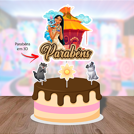 POCAHONTAS TOPO DE BOLO (DETALHE 3D)