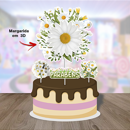 MARGARIDA TOPO DE BOLO (DETALHE EM 3D)