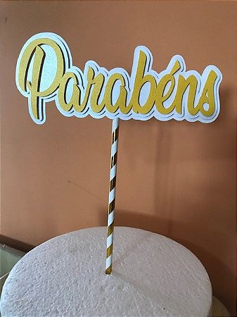 PARABÉNS 3D AMARELO 17 CM (TOPO DE BOLO)