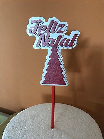 FELIZ NATAL - ÁRVORE 3D TOPO DE BOLO (12,5X10)