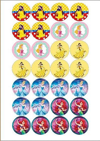 PRINCESAS 001 MEDALHÃO 4CM 24 UNIDADES