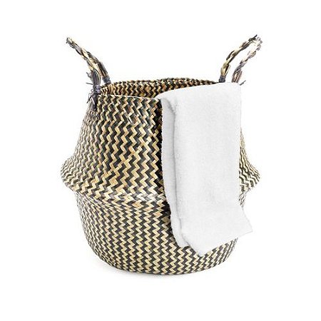cesto decorativo zig zag com alça