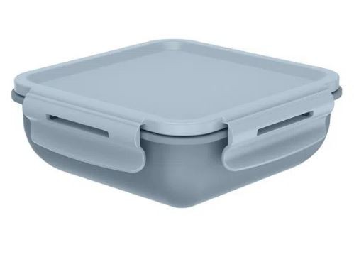 MARMITA HERMÉTICA QUADRADA BICOLOR COM DIVISÓRIA AZUL