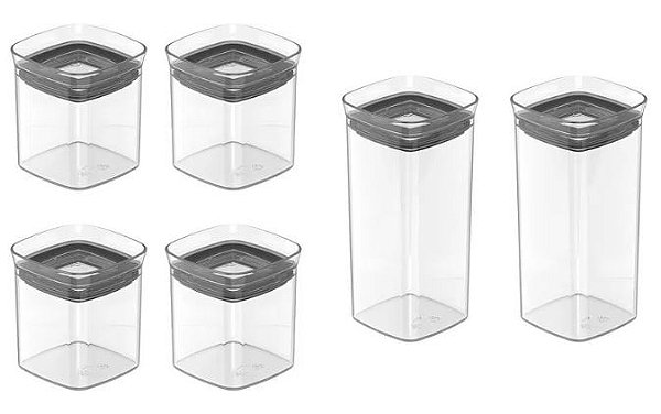 CONJUNTO 6 ORGANIZADORES HERMETICOS BLOCK 0,15L NATURAL
