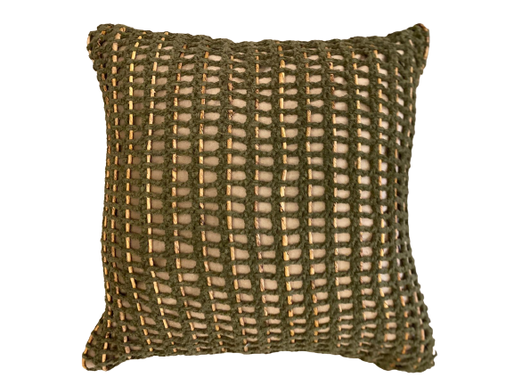 ALMOFADA CROCHE MANUAL 52X52 VERDE C/FB