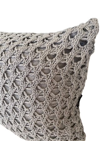 ALMOFADA TRICO TRAMA RENDADA 35X52 CINZA