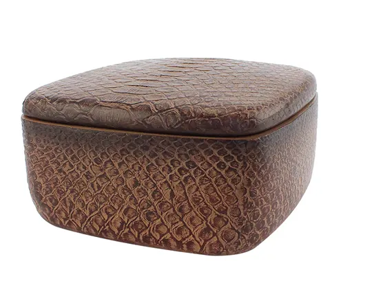 CAIXA DECORATIVA DE RESINA TEXTURA COBRA - MARROM