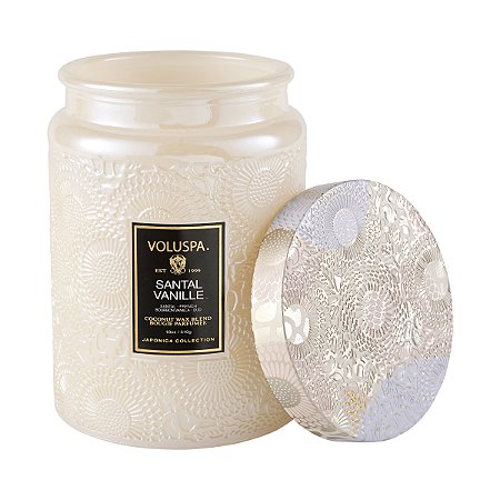 VELA VOLUSPA POTE DE VIDRO G RELEVO SANTAL VANILLE - 100H