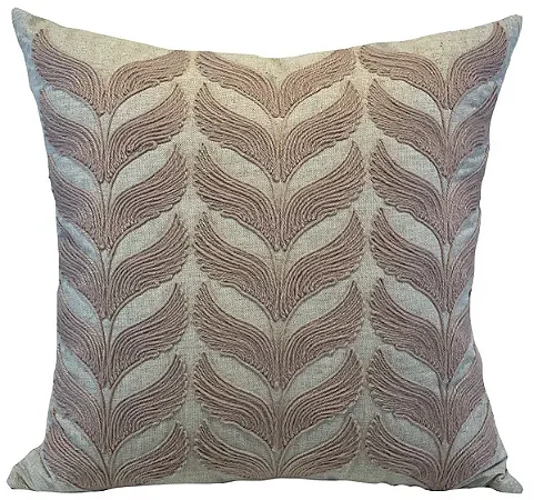 ALMOFADA LINHO CRU 52X52 COM BORDADO KILIM ROSE MOD 03