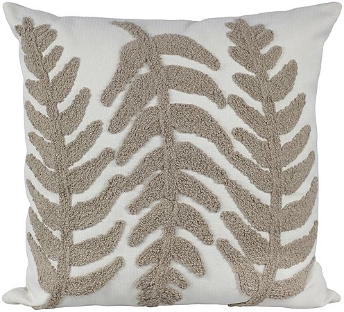 ALMOFADA LINHO BEGE 52X52 BORDADO BOUCLE FOLHA FENDI MOD 2