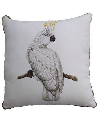 almofada em sarja com estampa de pássaro