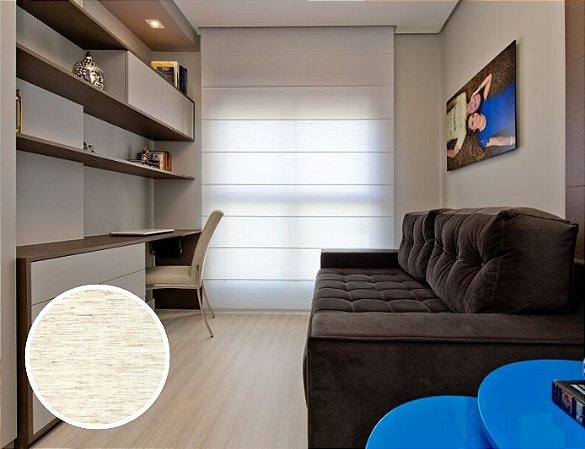 Cortina Romana Translucido cor Palha