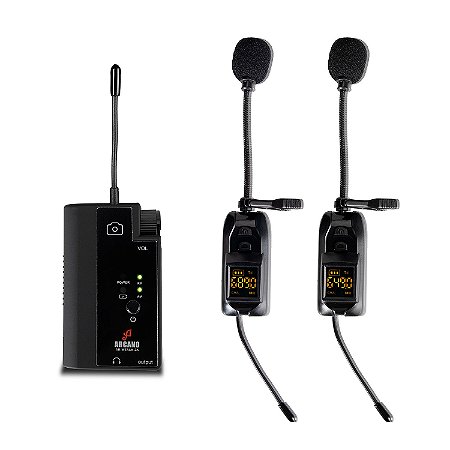 Microfone sem fio duplo Arcano AR-WTALK-2A p/ câmeras e smartphones