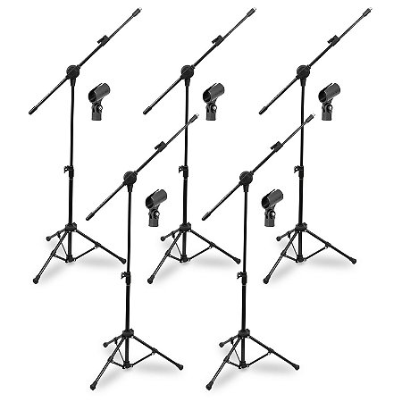 5 pedestais convencionais Arcano p/ microfone PMV-100-Pac
