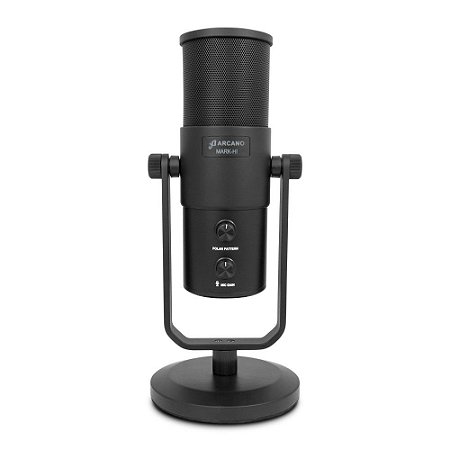 Microfone condensador USB Arcano MARK-HI c/ suporte de mesa