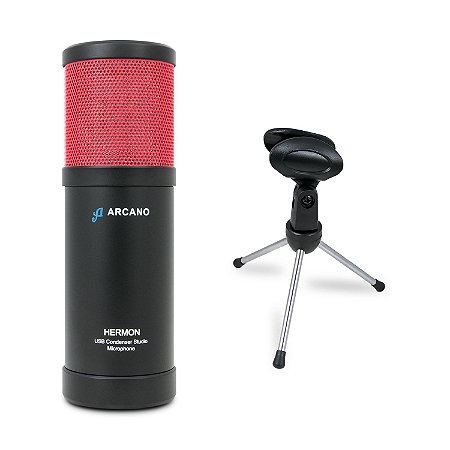 Microfone condensador USB Arcano HERMON + Pedestal de mesa AR-14S