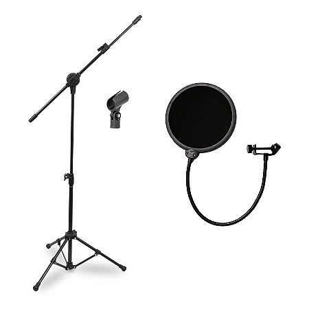 Pedestal convencional Arcano p/ microfone PMV-100-Pac + Pop filter AM-POP